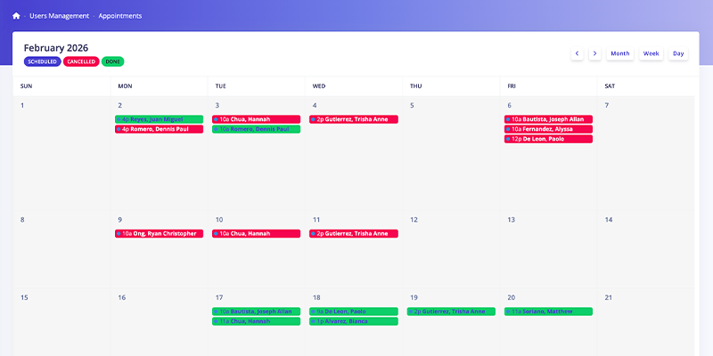 Appointments Screenshot